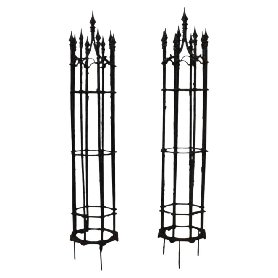 Gothic Revival cast iron trellis pair 63.5 in tall (1 of 7)