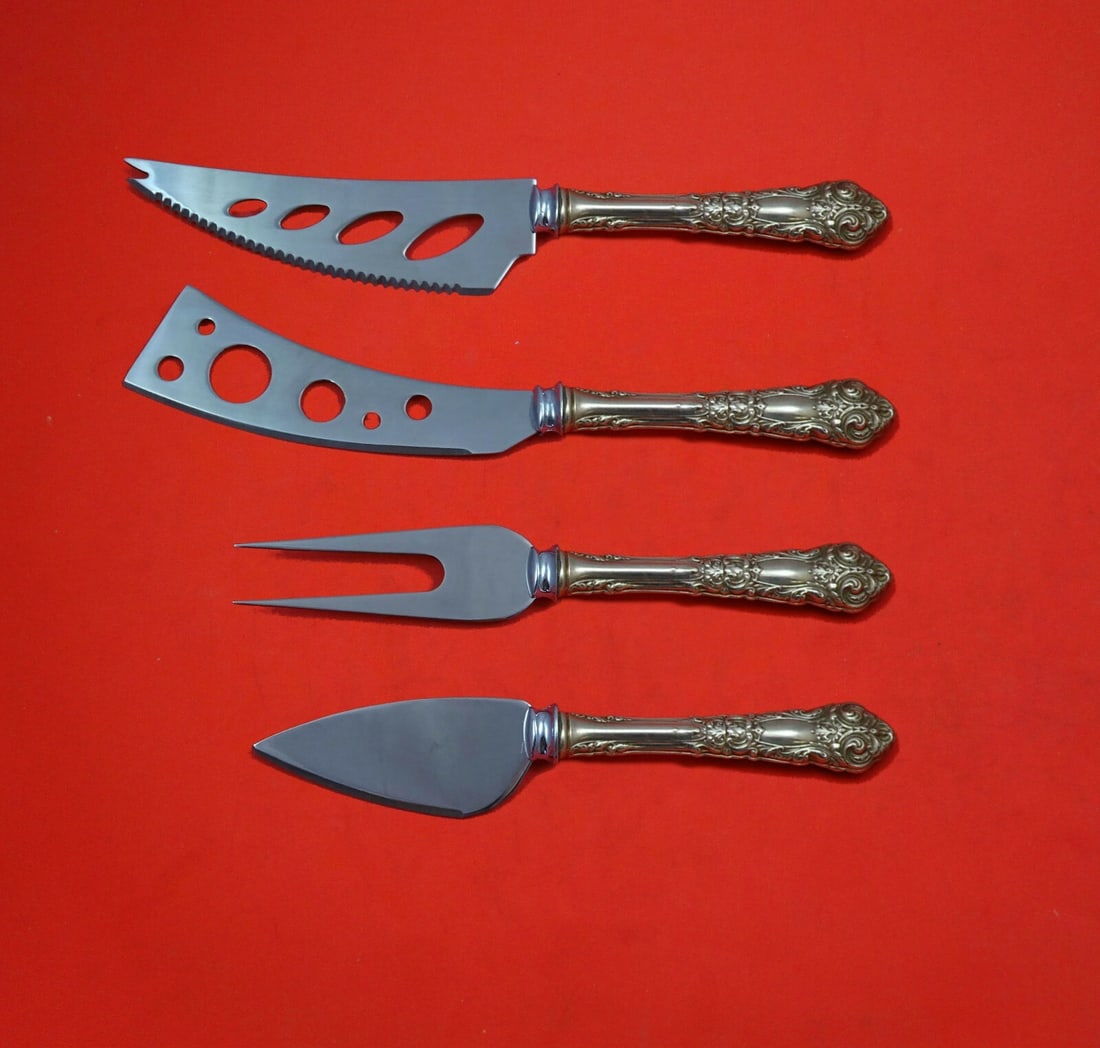 Reed and Barton French Renaissance Sterling Silver 4pc Charcuterie Set: Reed and Barton French Renaissance Sterling Silver 4pc Charcuterie Set Elevate your entertaining experience with this exquisite 4-piece French Renaissance Charcuterie Set by Reed and Barton. Crafted