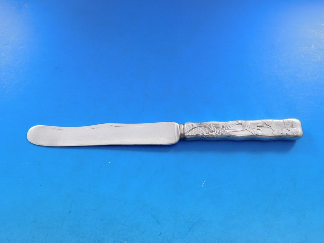 Tiffany & Co. Lap Over Acid Etched Sterling Silver Dessert Knife 7.25" (1 of 5)