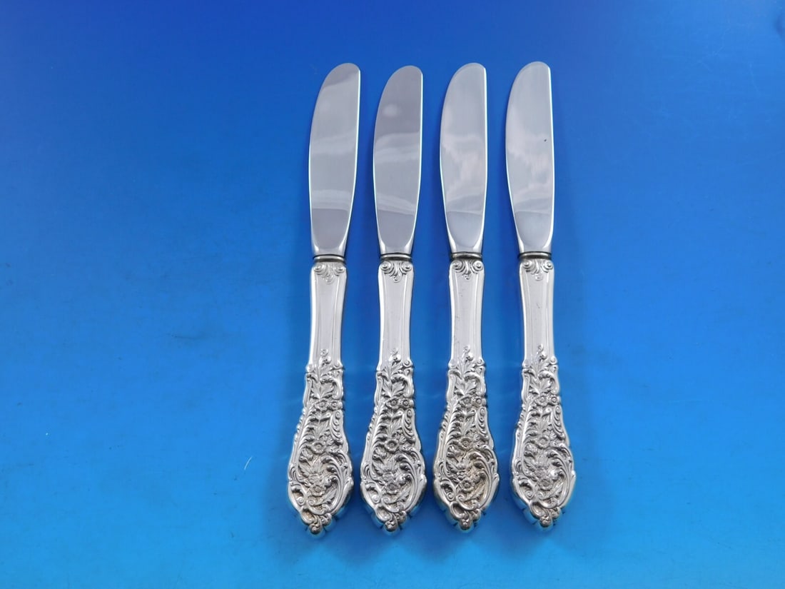 Reed & Barton Florentine Lace Sterling Silver Butter Spreader Set of 4 (1 of 3)