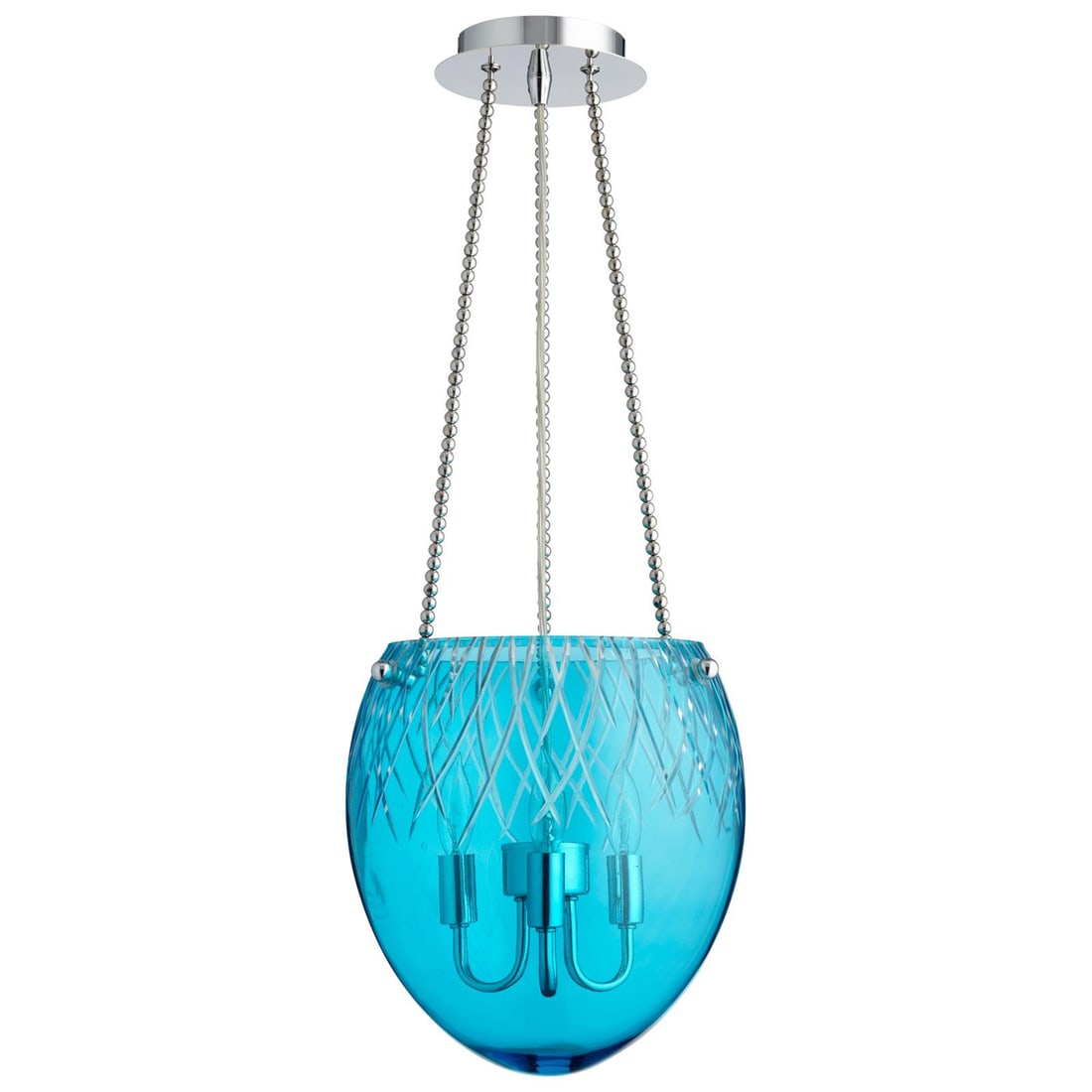 Cyan Classic Blue Gold Leaf Pendant Chandelier UL-Listed 3 Bulb E12 (1 of 1)