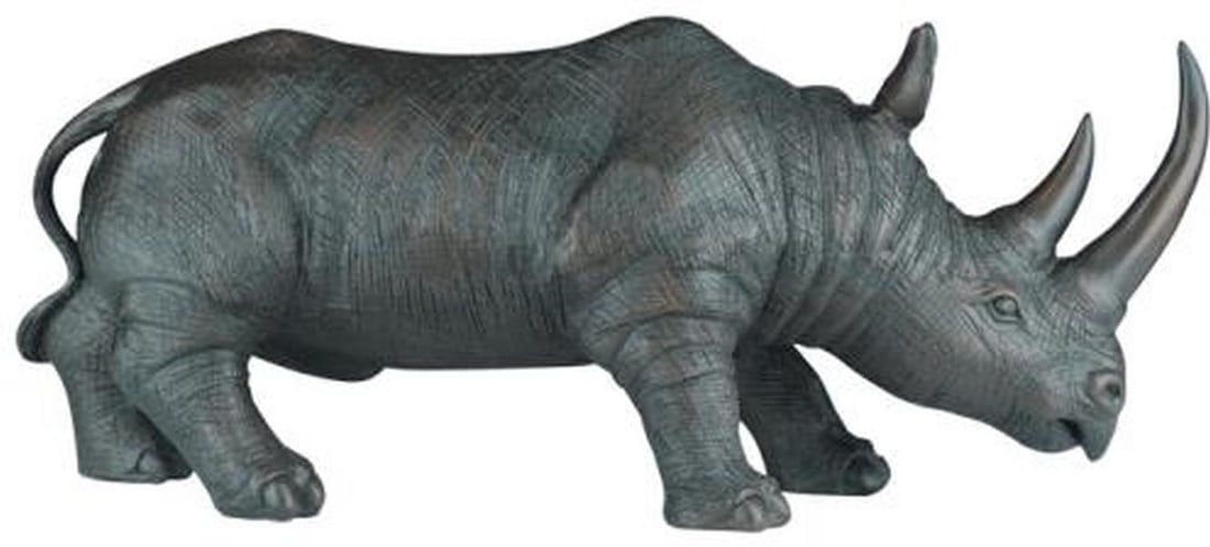 Hand-Cast African Rhino Lodge Pouf in Ebony Finish (1 of 1)