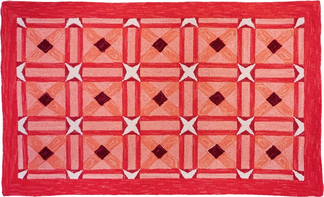 Karen Collection Handmade Wool Rug 3x5 in Rich Colors: Karen Collection Handmade Wool Rug 3x5 in Rich Colors Introducing the Karen Handmade Rug, a stunning addition to your home decor. This exquisite rug features a rich palette of deep red, off-white,