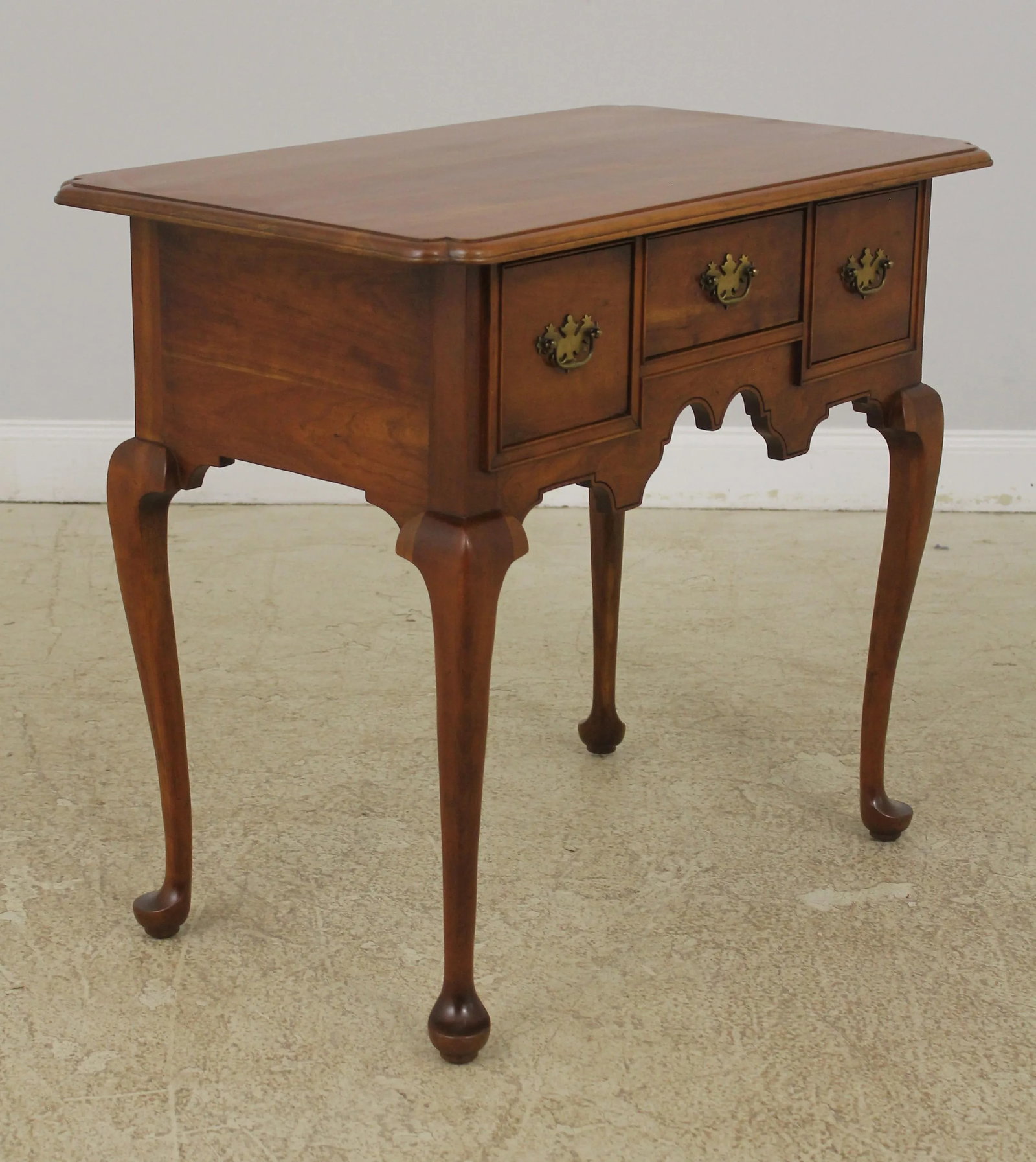 Stickley Queen Anne Solid Cherry Lowboy Dressing Table with Brass Hardware - 2