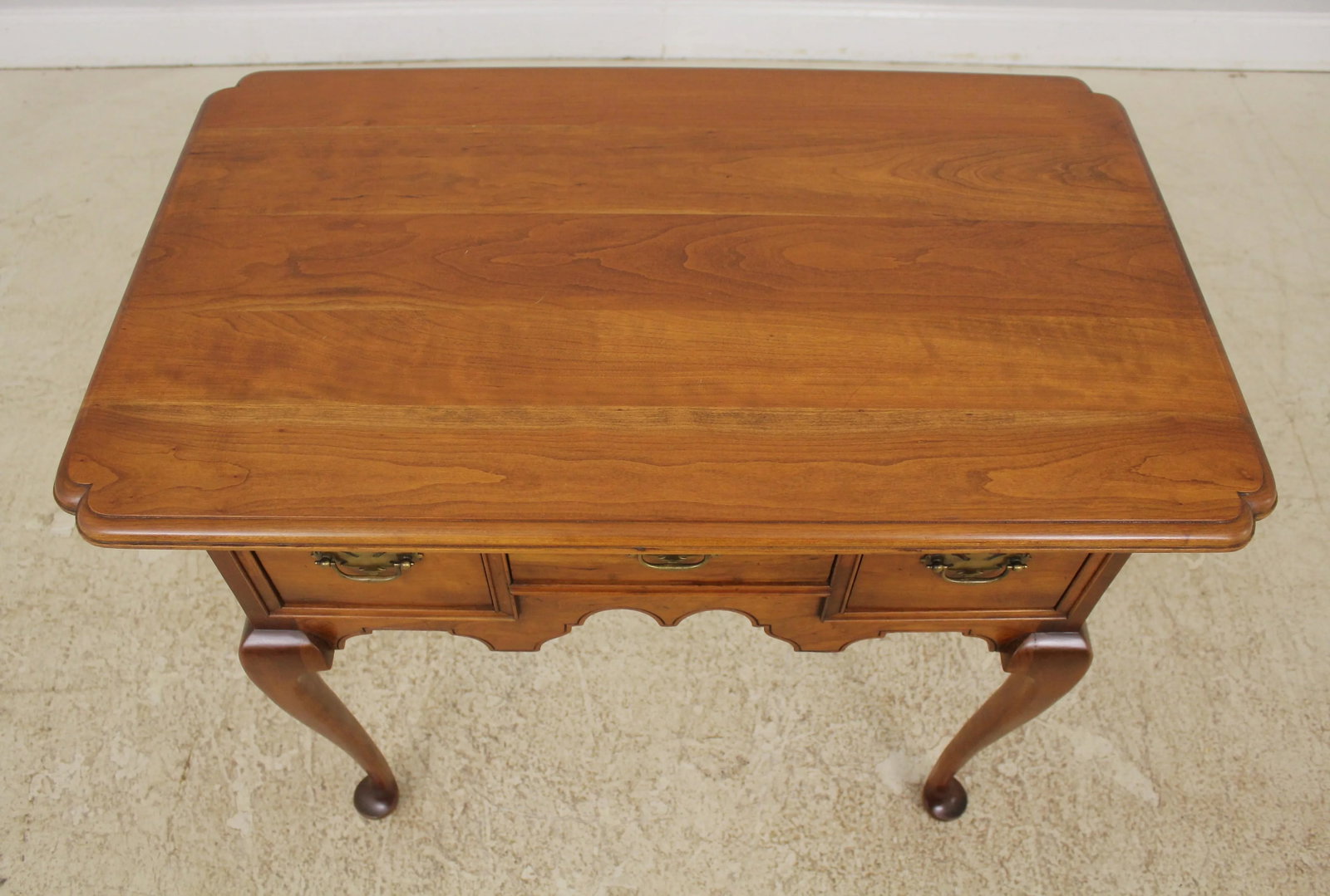 Stickley Queen Anne Solid Cherry Lowboy Dressing Table with Brass Hardware - 3