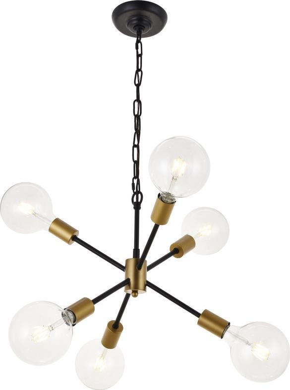 Elegant Lighting Nolan Pendant Light Brass Matte Black 6 Bulb (1 of 1)