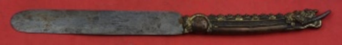 Kitcu Kozuka Japanese Mixed Metals Dessert Knife Dragon Motif 8 1/4 (1 of 2)