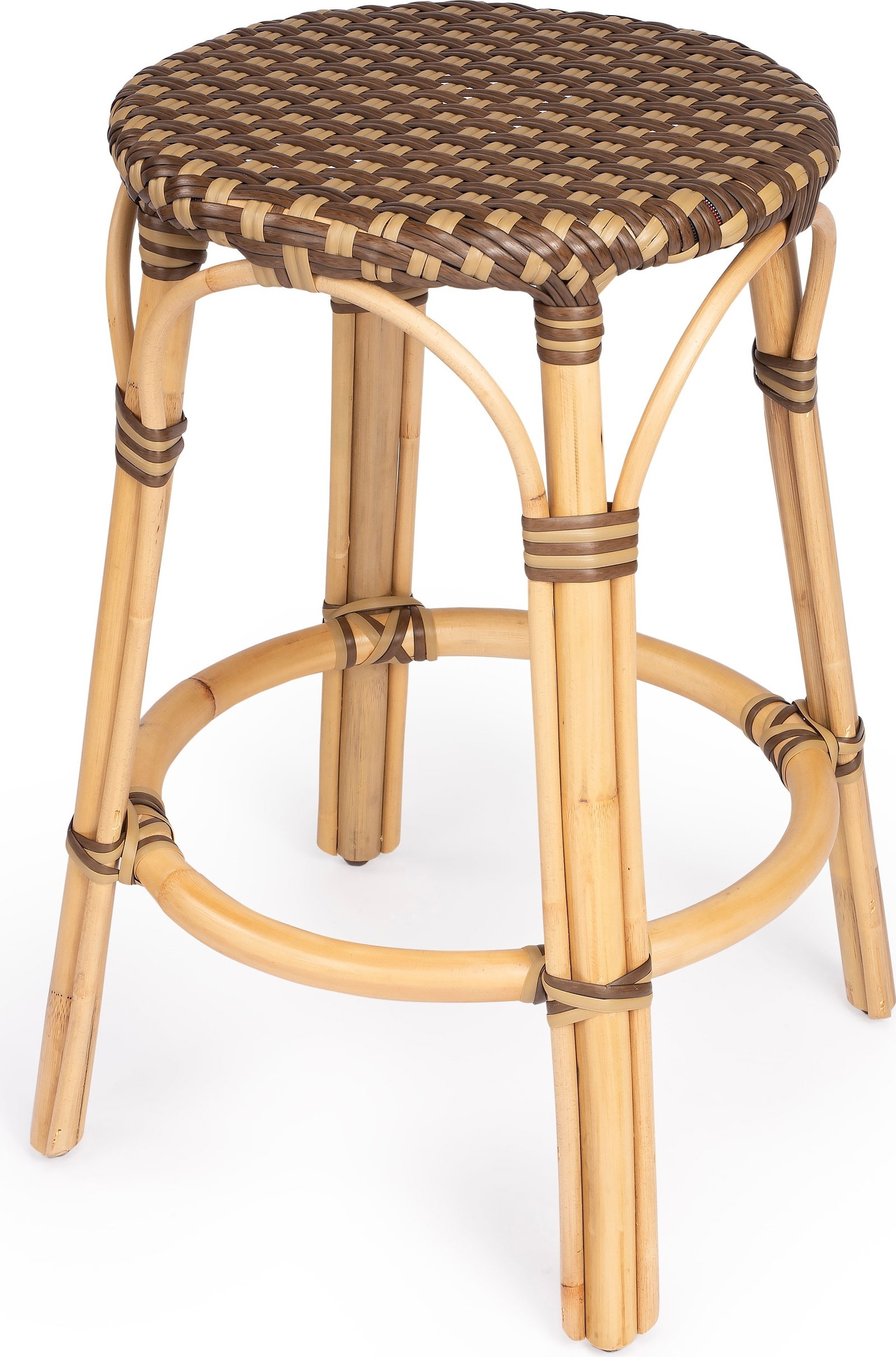 Butler Tobias Coastal Rattan Counter Stool 24in Round Natural Finish: Butler Tobias Coastal Rattan Counter Stool 24in Round Natural Finish Embrace coastal elegance with this Mediterranean Charm Rattan Counter Stool. This round stool features a natural rattan frame in a 