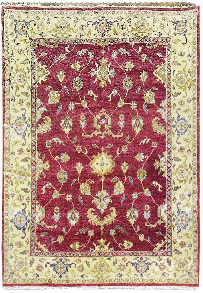 Luxurious 10' x 12' Hand-Knotted Burgundy Gold Area Rug India (1 of 11)