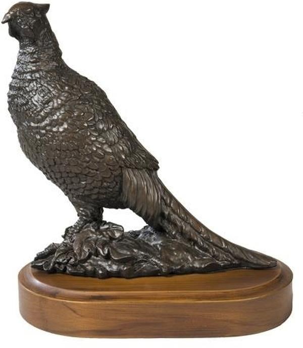 Hand-Cast Rustic Pheasant Statue 9x9x5 for Home Decor (1 of 1)