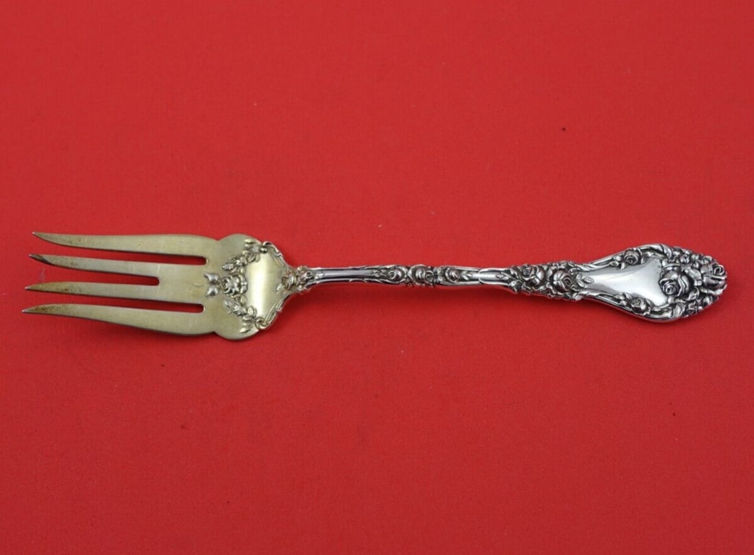 Durgin Marechal Niel Sterling Silver Fish Fork Gold Washed 7.5 Inch Heirloom (1 of 3)