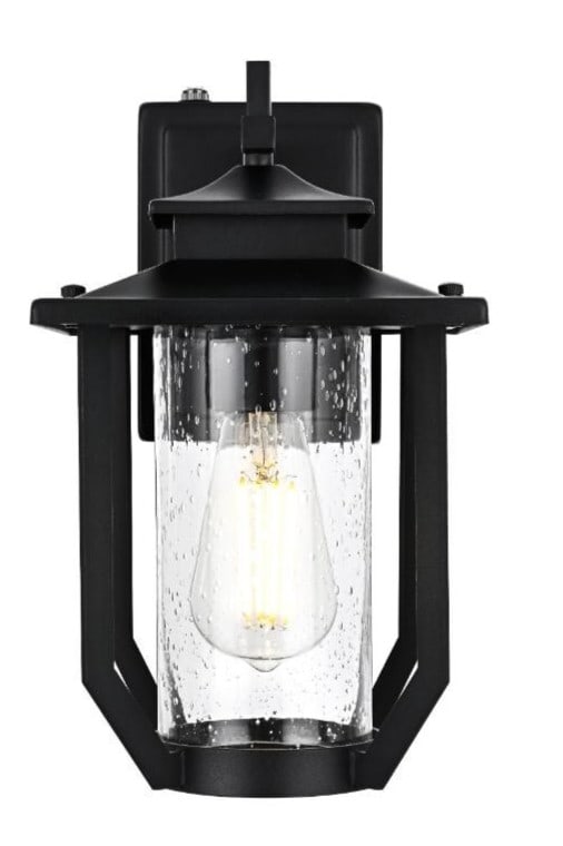 Sepviva Black Iron Glass Outdoor Wall Light 12.5 Inch: Sepviva Black Iron Glass Outdoor Wall Light 12.5 Inch This outdoor wall sconce features a traditional design with a black finish and seedy glass shade, offering both style and durability for exterior 