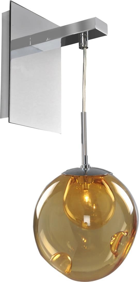 Kalco Chic Chrome Meteor Wall Sconce with Handblown Glass: Kalco Chic Chrome Meteor Wall Sconce with Handblown Glass Illuminate your space with the Chic Chrome Meteor Wall Light, a stunning contemporary piece that features a unique glass design. This wall sco