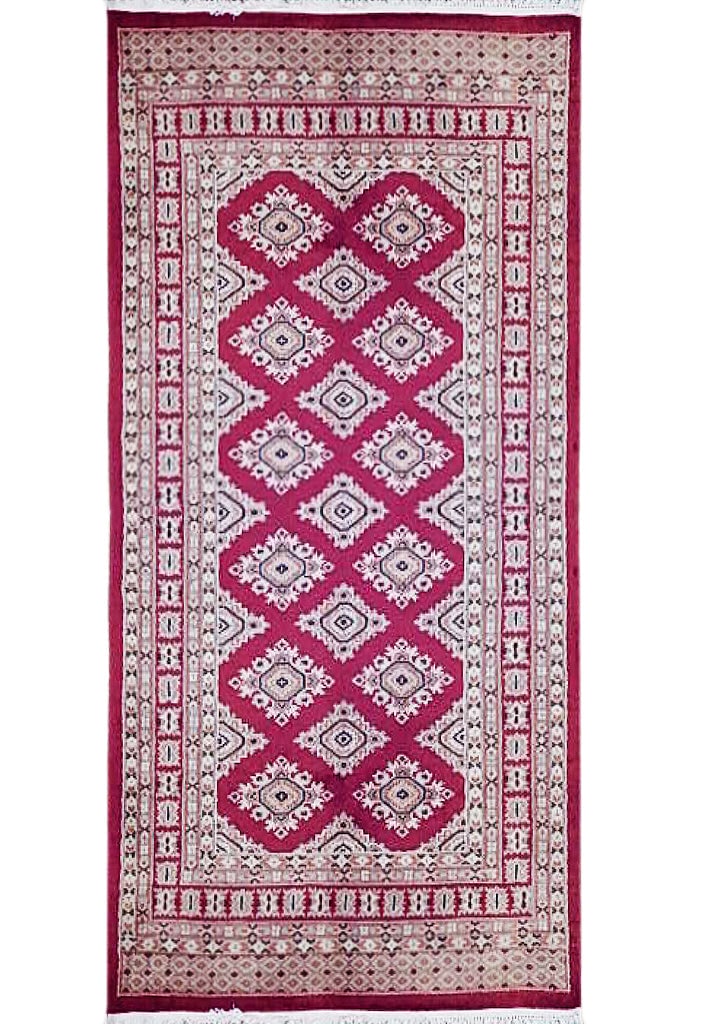 Elegant 3'2 x 5'4 Red Jaldar Hand-Knotted Bokhara Area Rug (1 of 7)