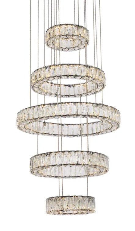 Monroe LED Black Crystal Chandelier Adjustable Height - 4