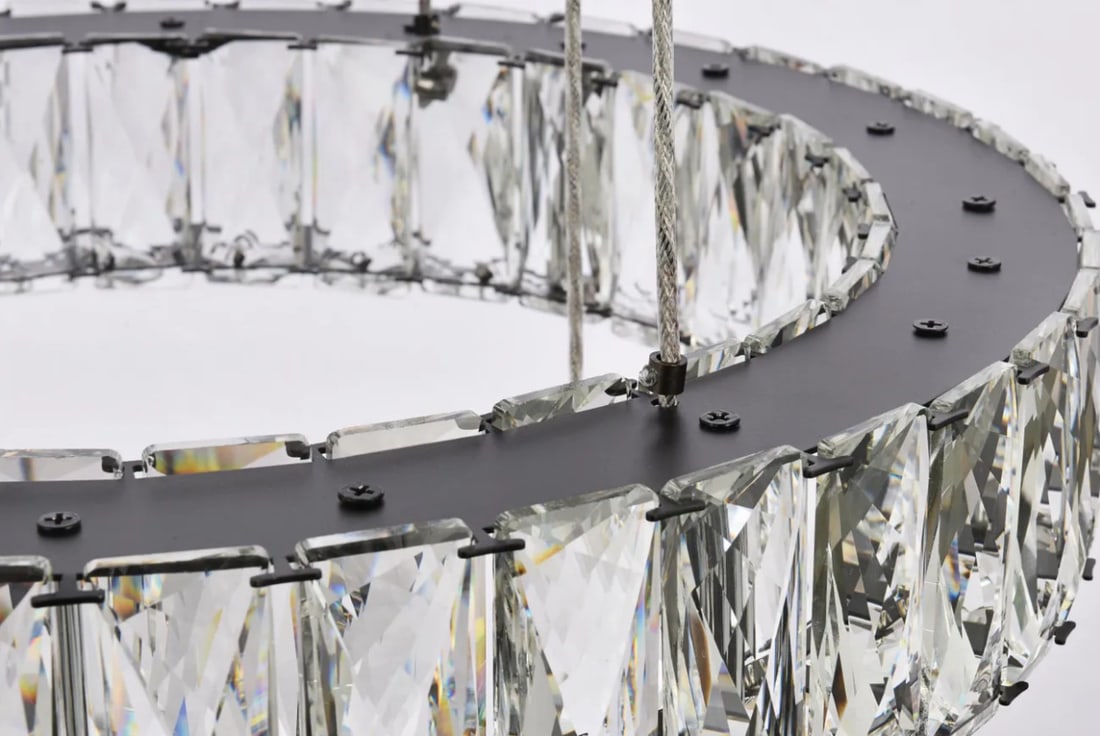 Monroe LED Black Crystal Chandelier Adjustable Height - 7
