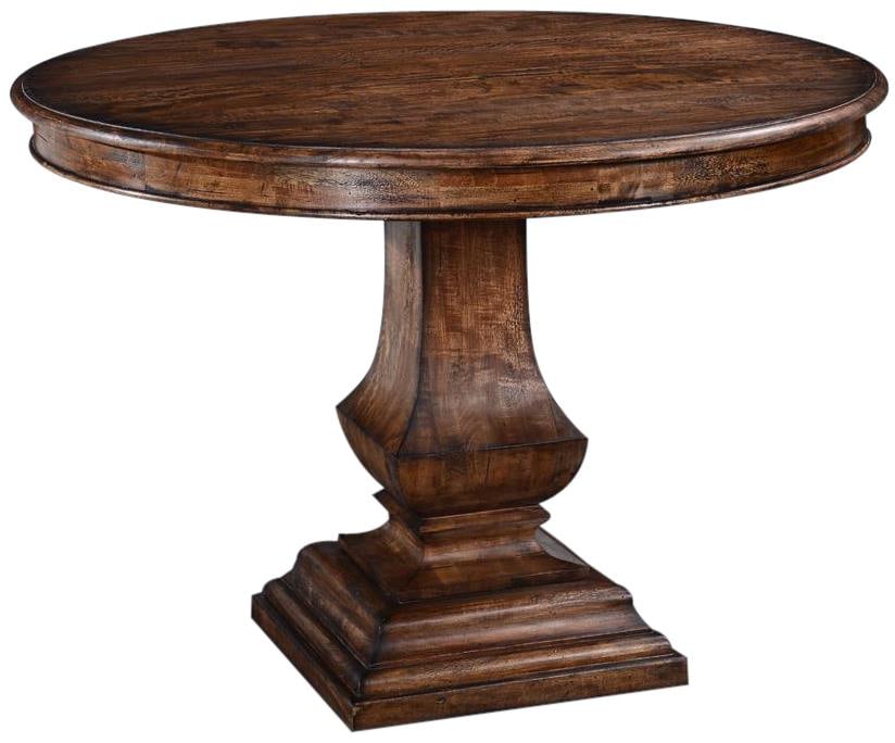 Rustic Pecan 42-Inch Tuscan Pastry Table: Rustic Pecan 42-Inch Tuscan Pastry Table Enhance your kitchen with this Elegant 42-Inch Tuscan Pastry Table, designed to bring rustic charm to your home. Crafted from solid wood, this pedestal round