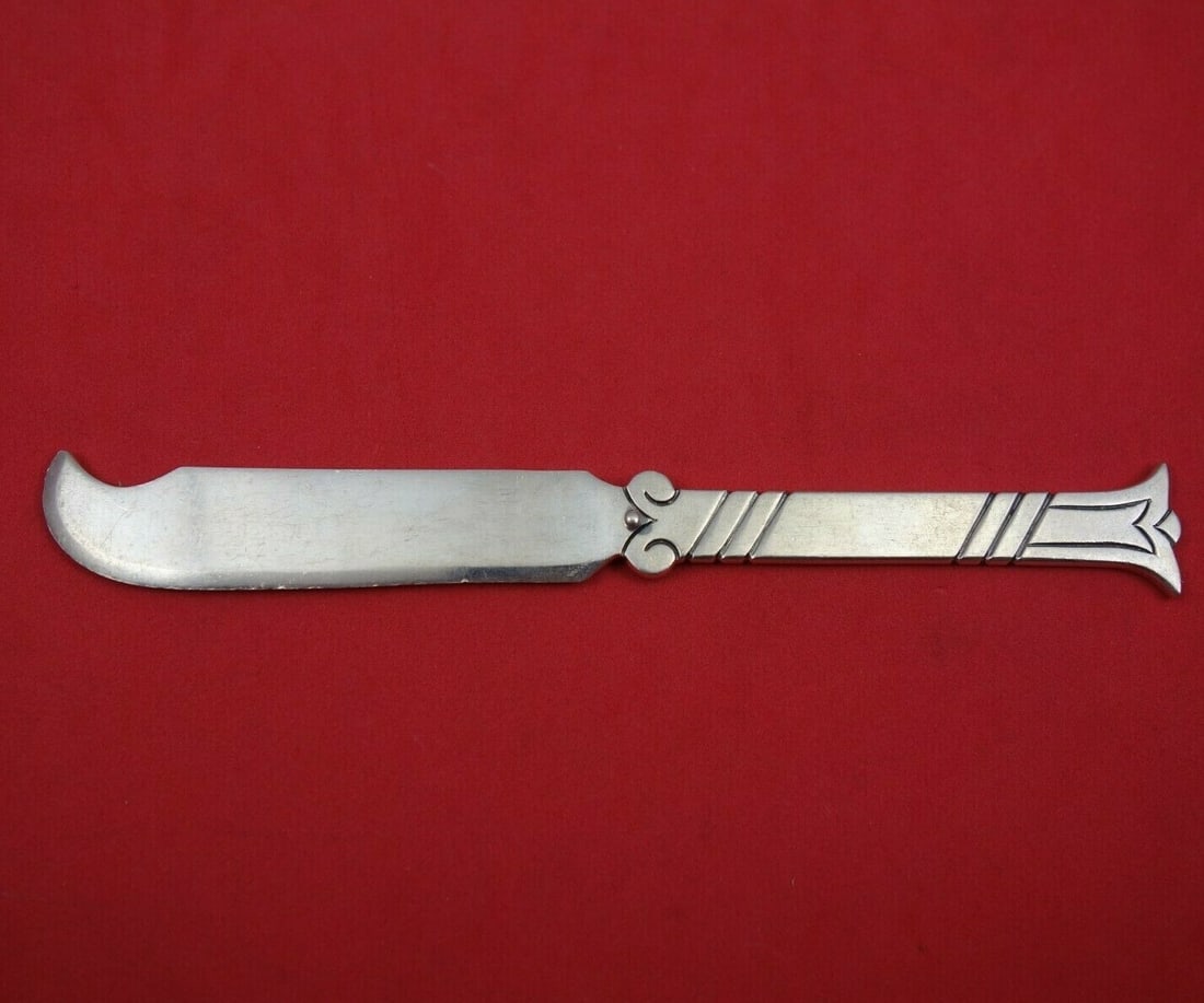 Large Aztec Style Mexican Sterling Silver Butter Spreader Taxco ADO 6" (1 of 2)