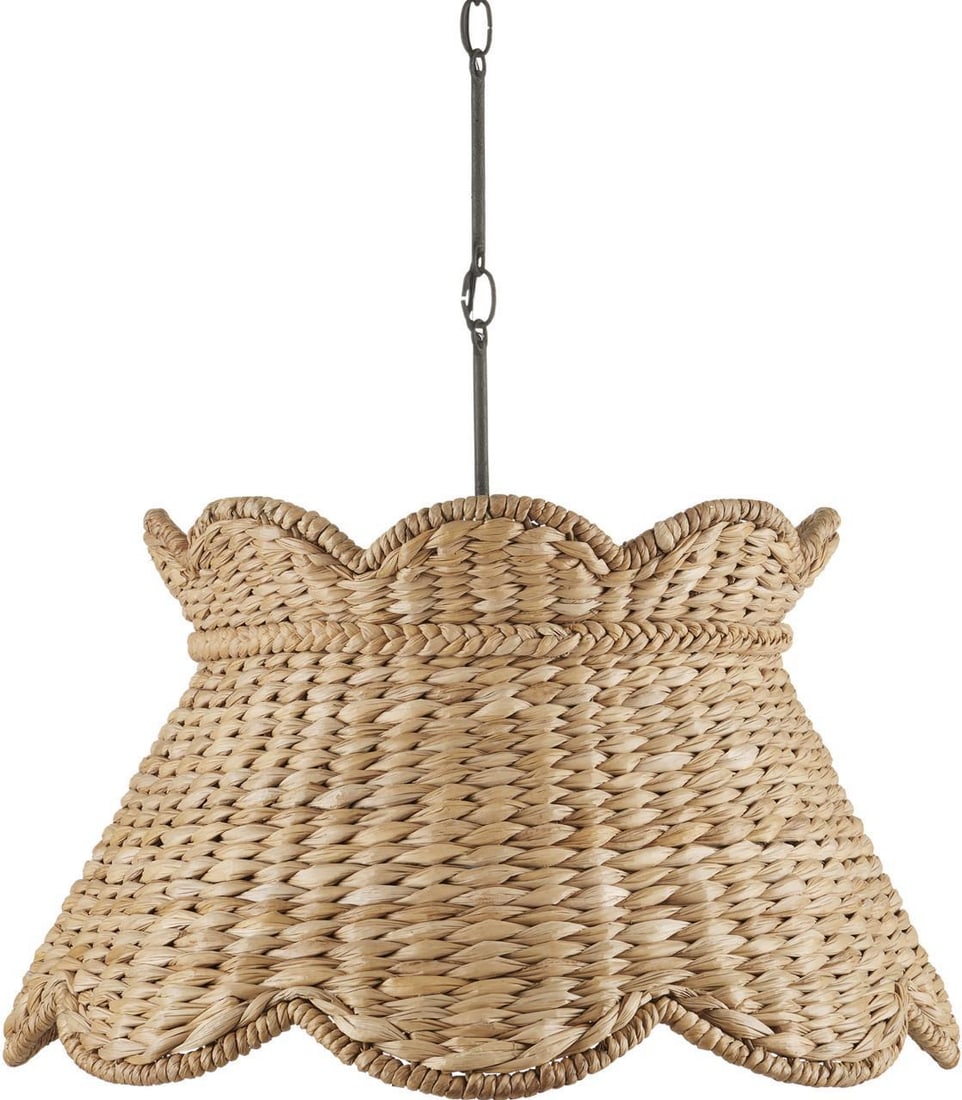 Currey Annabelle Pendant Light Black Natural Water Hyacinth 18.75H (1 of 5)