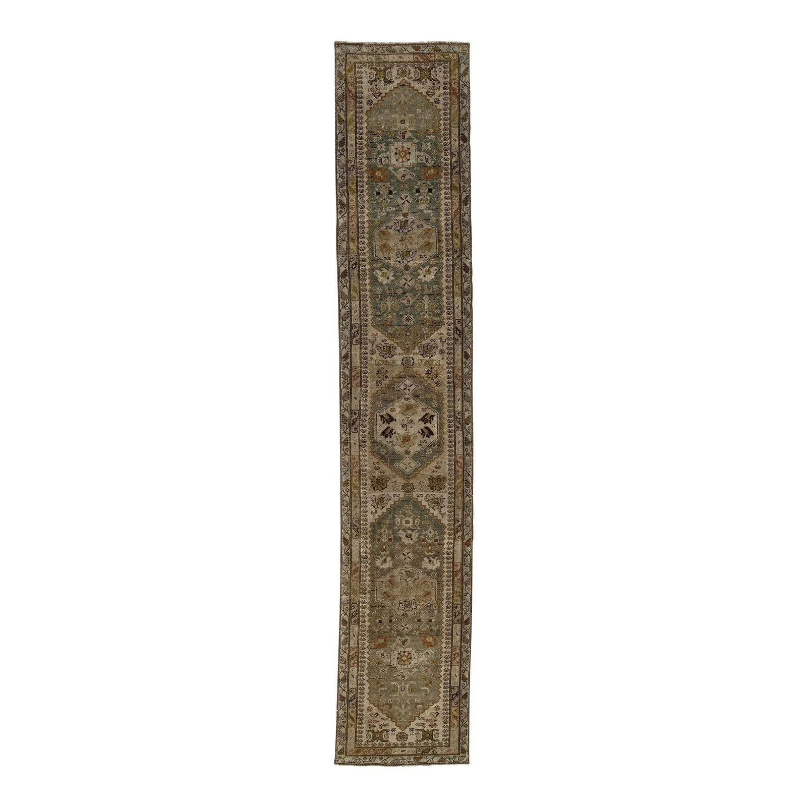 Antique Light Brown Persian Malayer Wool Runner Rug 2'11 x 15'8 (1 of 9)