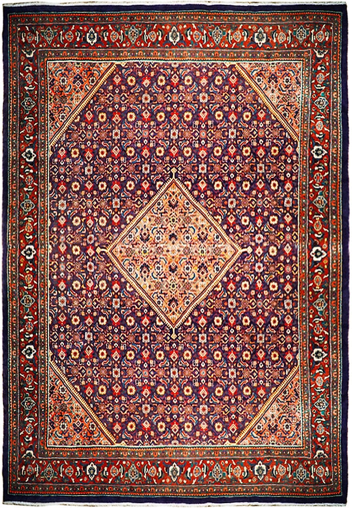 10' x 13'4 Dark Indigo Semi Antique Persian Herati Handmade Rug (1 of 6)
