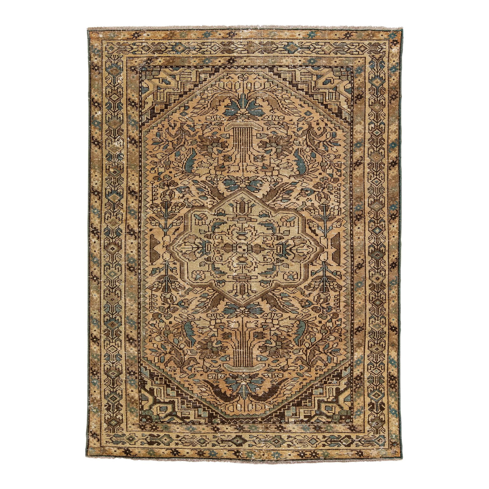 Mid 20th Century Handmade Beige Floral Wool Persian Rug 4'9 x 6'9 (1 of 9)