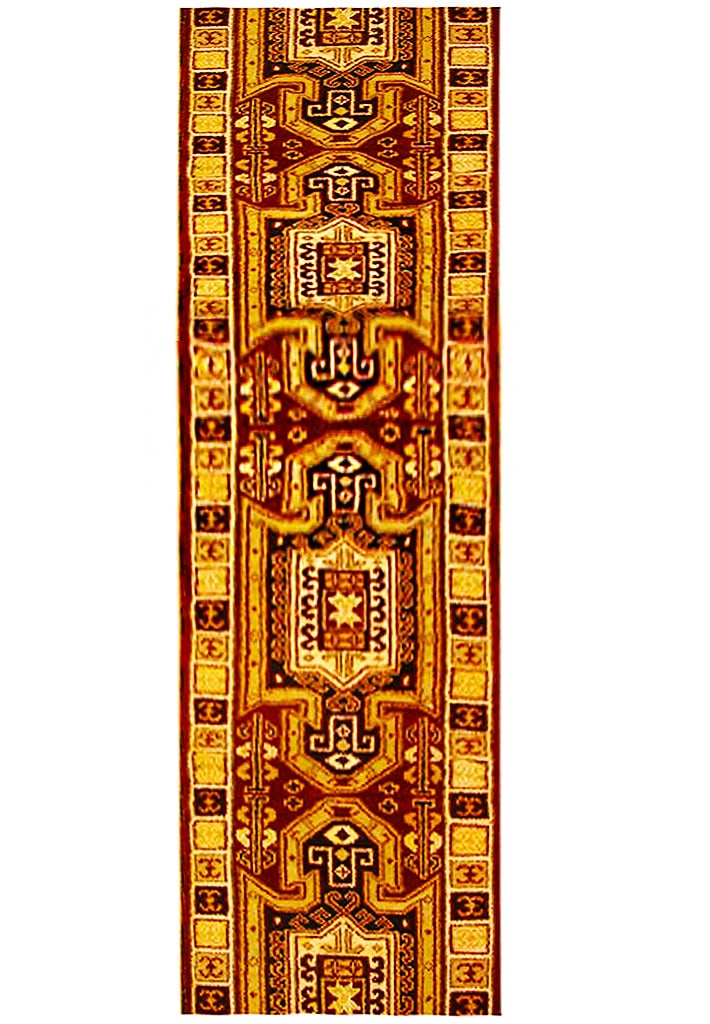Berry Red Indo Kazak Runner Rug 2.8 x 16.9 Handmade Wool (1 of 6)
