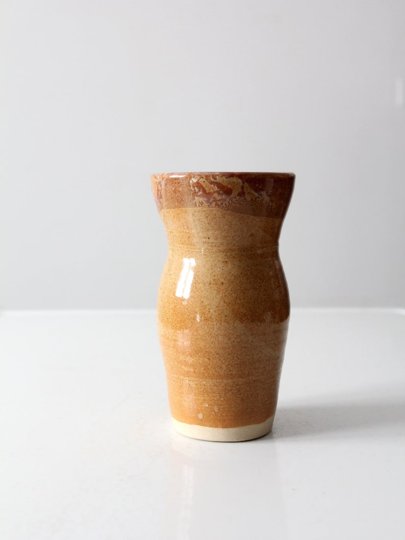 1995 Vintage Handmade Studio Pottery Vase with Tawny Glaze (1 of 7)