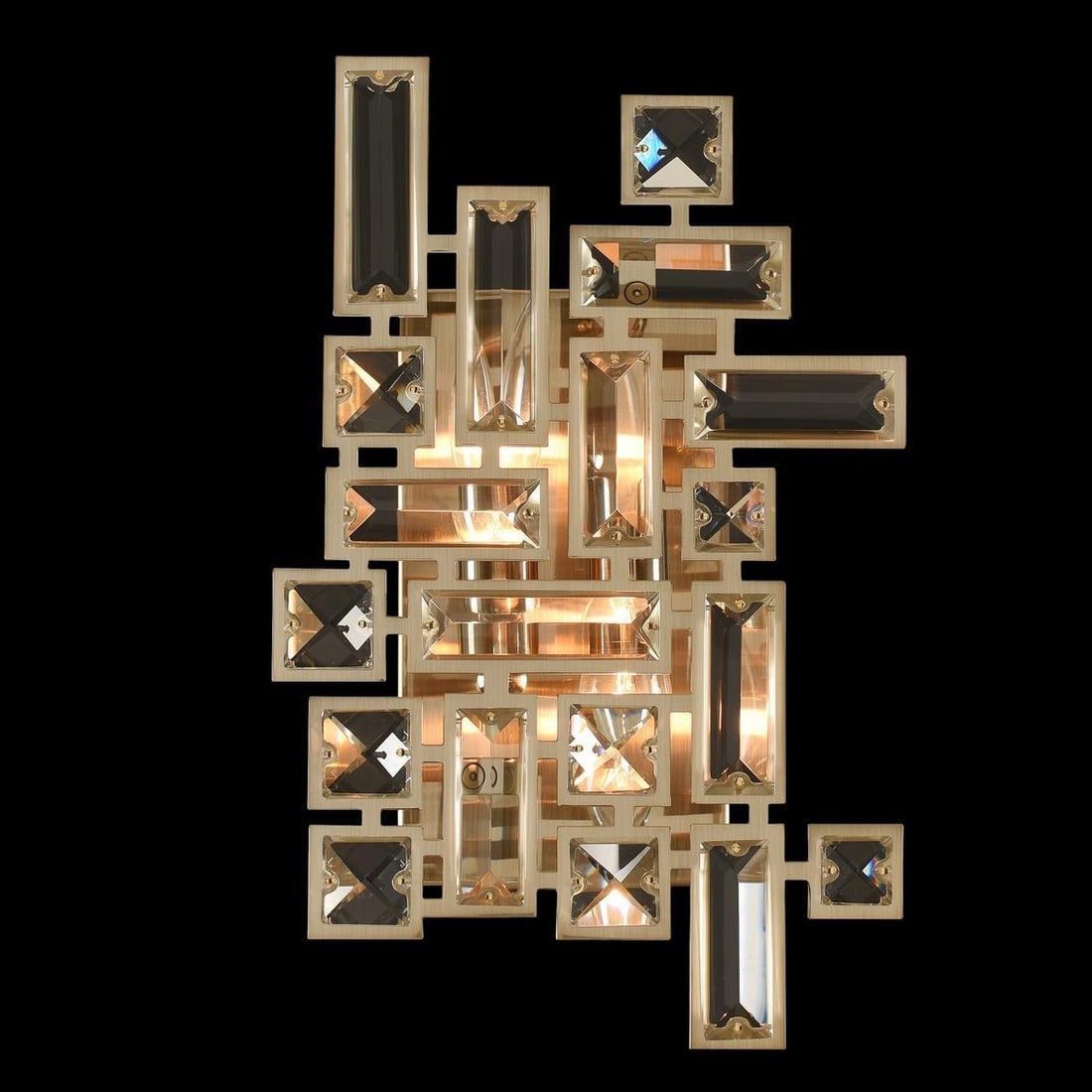 Kalco Vermeer Art Deco Wall Light Fixture 2-Light Brushed Gold Crystal (1 of 1)