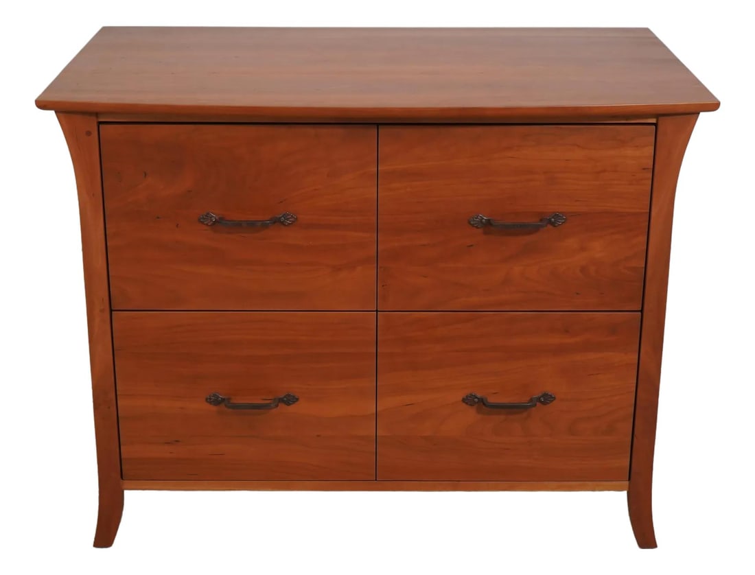 Handcrafted Cherry File Cabinet by Pompanoosuc Mills Arts & Crafts Style: Handcrafted Cherry File Cabinet by Pompanoosuc Mills Arts & Crafts Style Introducing a beautifully crafted file cabinet from Pompanoosuc Mills, embodying the timeless elegance of modern Arts & Crafts 