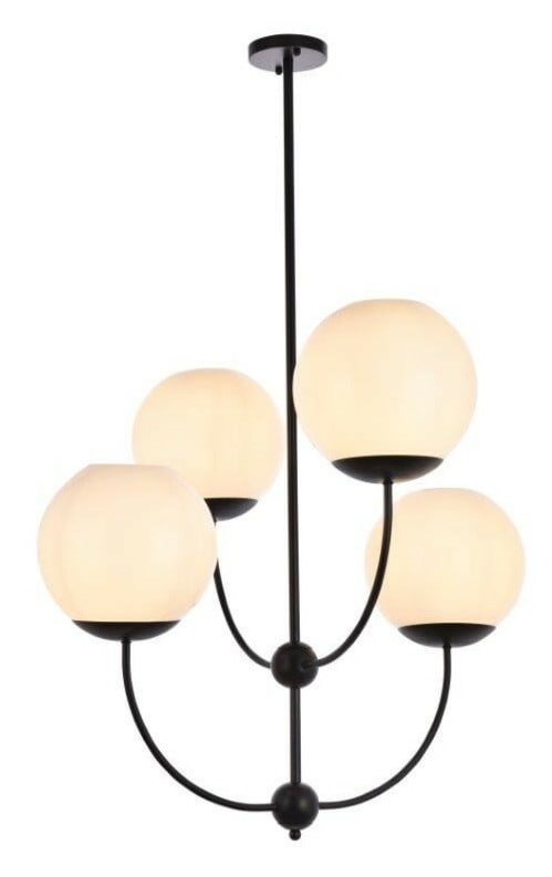 Living District Lennon 4-Light Black Pendant with White Shades (1 of 9)