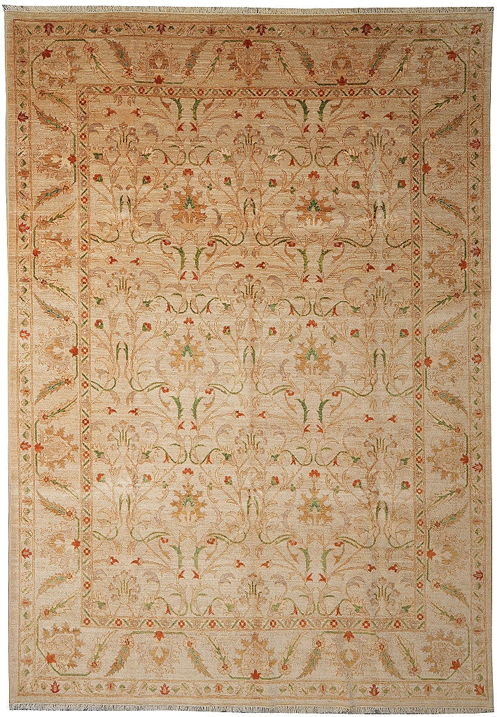 8.3 x 11.6 Handmade Agra Wool Rug Beige Olive Rust Golden Tan (1 of 12)