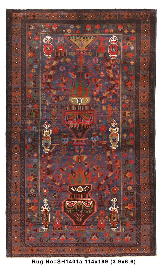 Tribal Vase Handmade Wool Rug 3.9 x 6.6 Feet Afghan Area Rug (1 of 7)