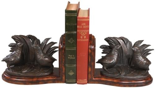 Charming Lodge Style Chocolate Resin Quail Bookends (1 of 1)