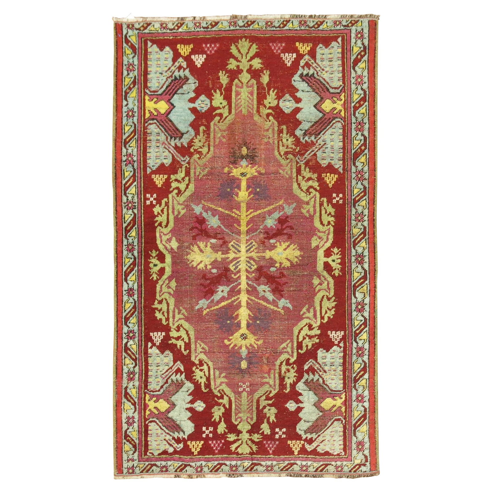 Cranberry 19th Century Hand-Woven Turkish Ghiordes Rug (1 of 8)