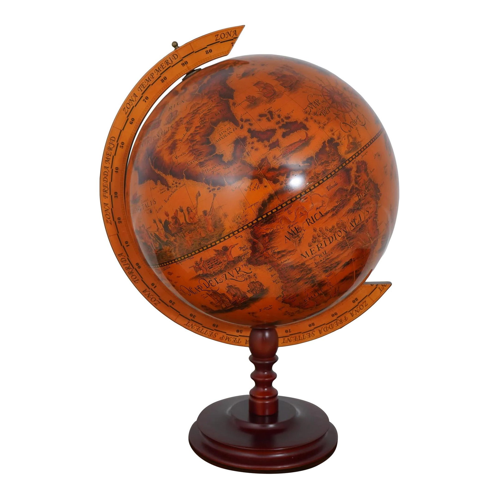 Interlude Revolving World Globe 16 Inch Brown Wood Stand (1 of 10)