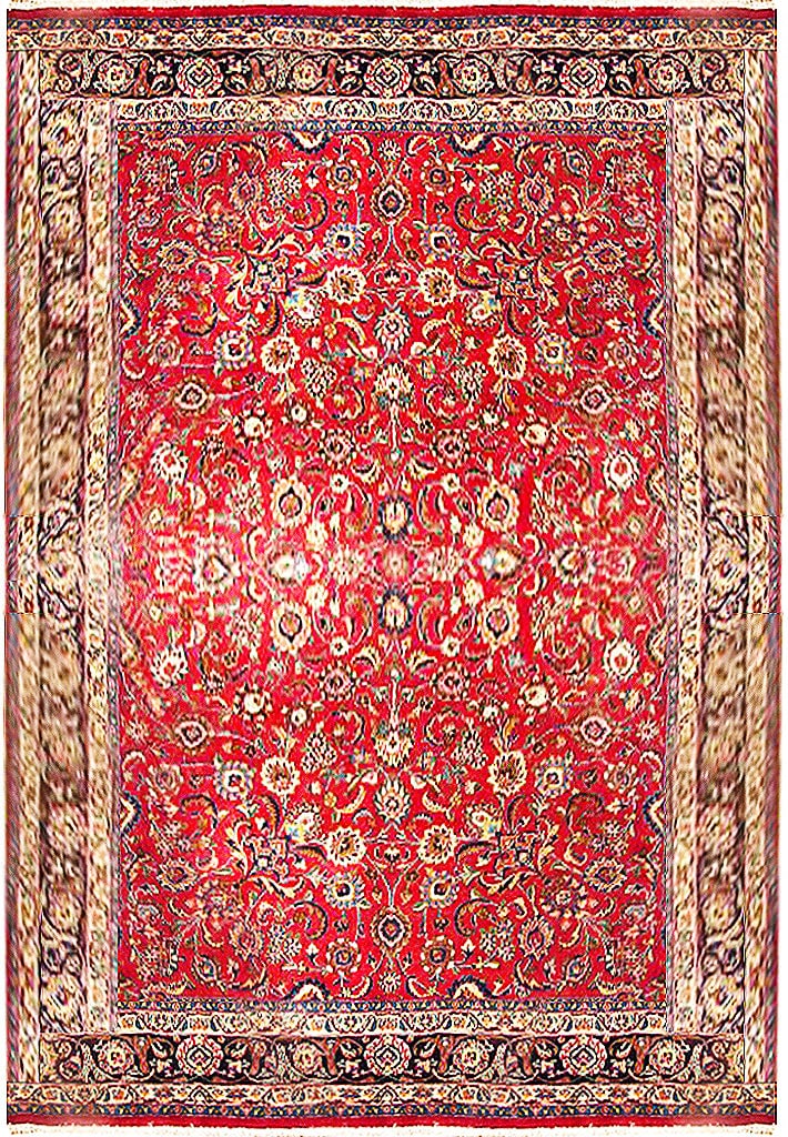 Handcrafted 9'10 x 13' Traditional Persian Mashad Rug Red Ivory (1 of 5)