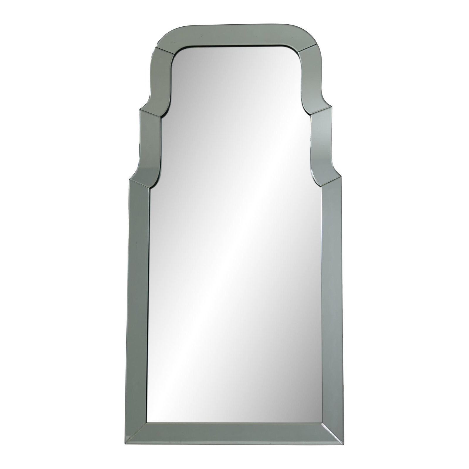 Hollywood Regency Tombstone Mirror 26x51 Silver Beveled Glass (1 of 8)