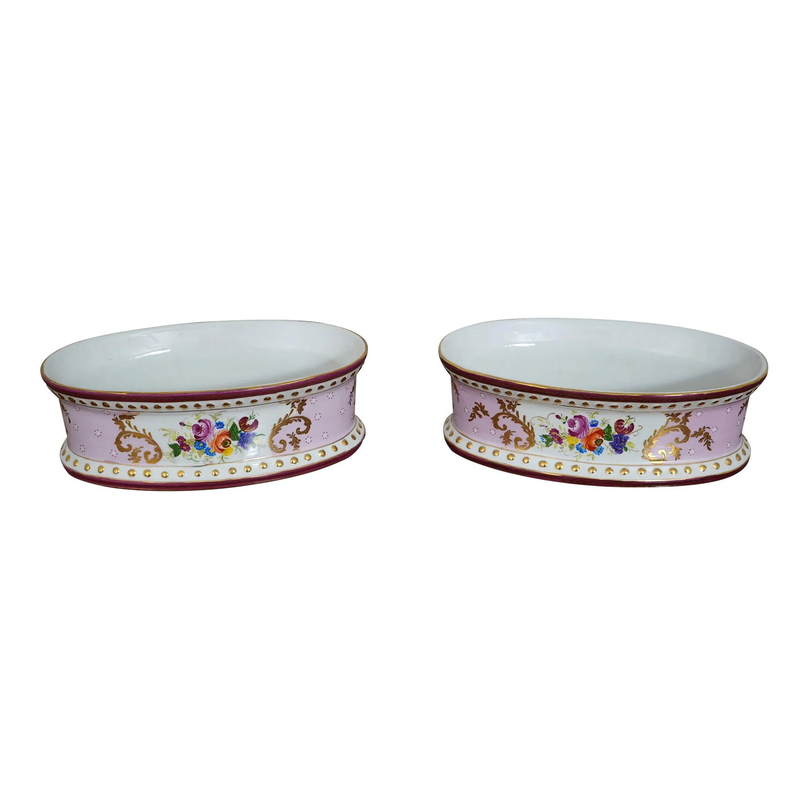 Elegant Pair of Chinese Porcelain Planter Bowls 13 x 7.5 x 4.5 (1 of 10)