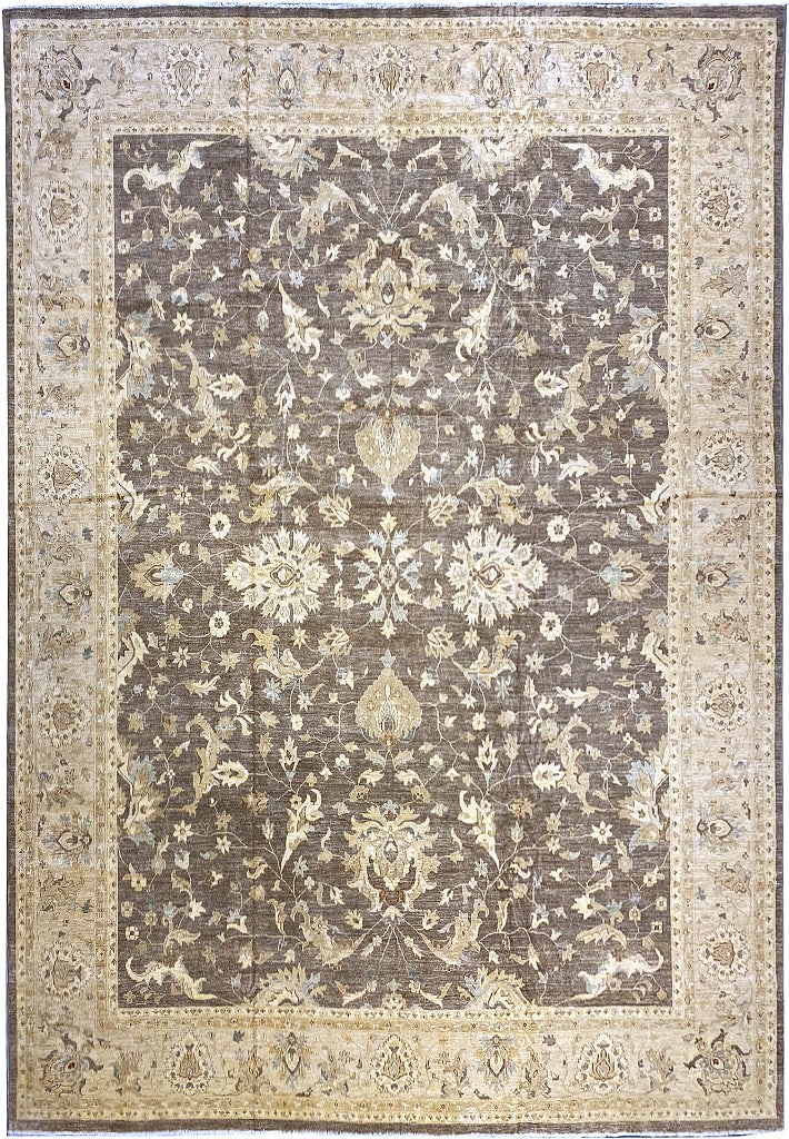 Large 15.8 x 19.8 Brown Chobi Peshawar Area Rug Handcrafted in Pakistan (1 of 8)