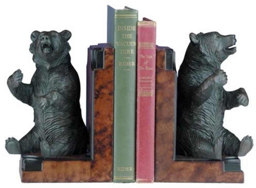 Playful Bear Resin Bookends Lodge Style Ebony Finish (1 of 1)