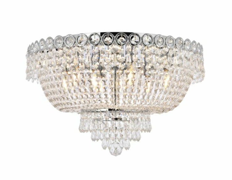6 Light Chrome Flush Mount Chandelier with Royal Cut Crystal 18 Inch (1 of 12)