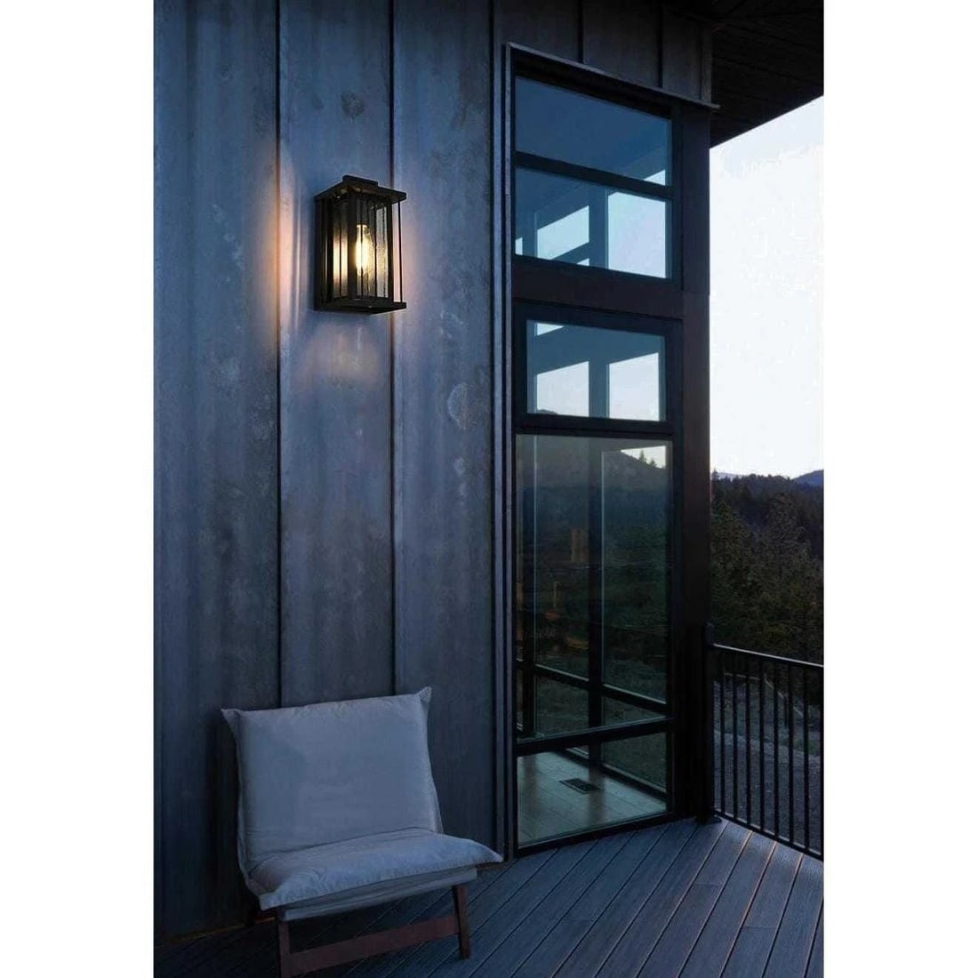 Sedgley black iron wall light with seedy glass 12 inch (1 of 9)