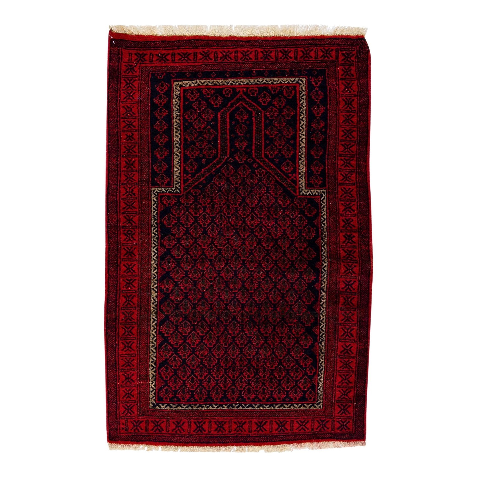 Vintage Persian Balouch Handmade Wool Rug Red Medallion Design 2'11 x 4'6 (1 of 7)