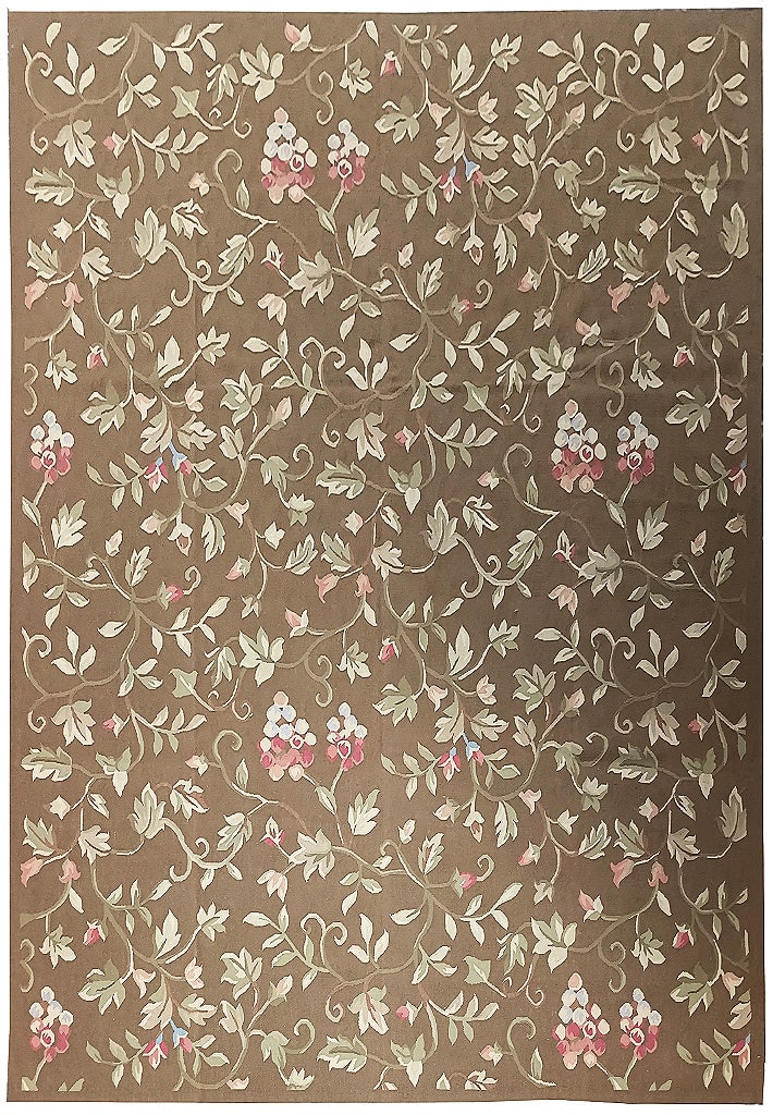 Elegant 9.3 x 12.5 Brown Flat Weave French Aubusson Rug (1 of 9)