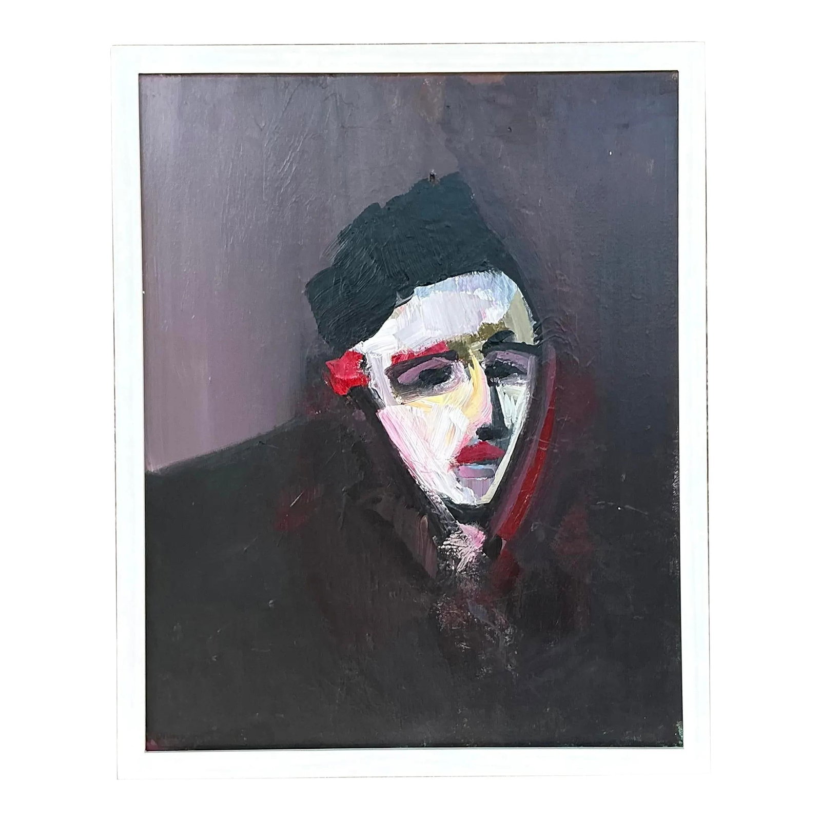 Vintage Boho Abstract Oil Portrait Canvas Art 17x21.25 (1 of 10)