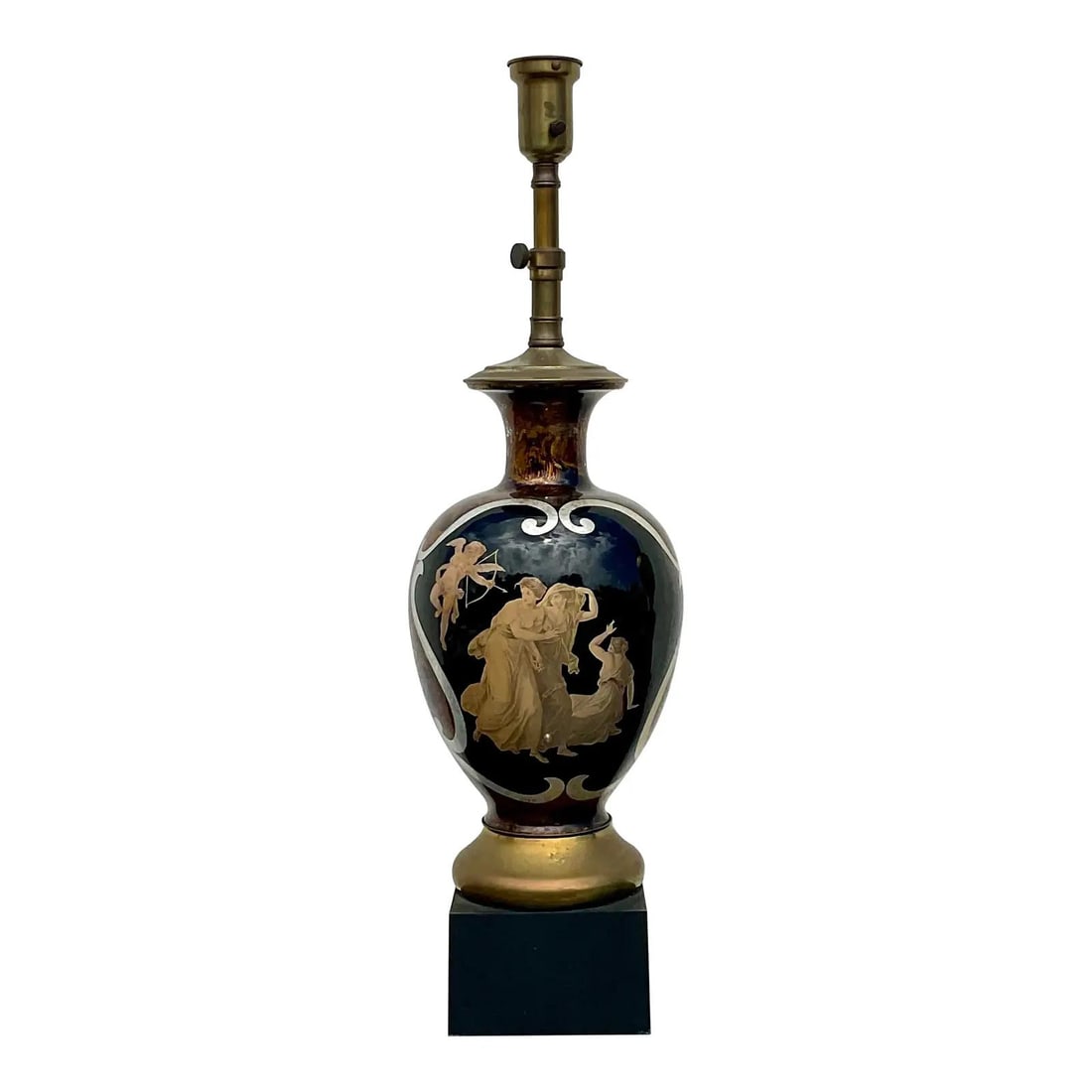 Vintage Regency Fornasetti Style Reverse Painted Glass Lamp (1 of 10)