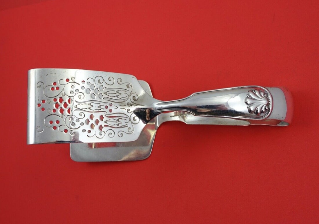 Tiffany & Co Shell & Thread Sterling Silver Asparagus Serving Tong 7 5/8" (1 of 2)