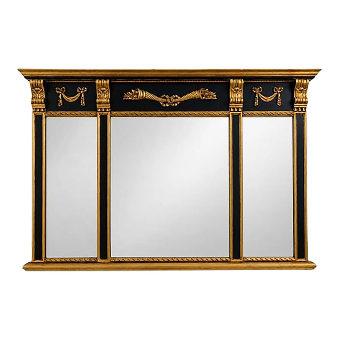 Labarge Regency Style Black Gold Gilt Beveled Mirror (1 of 10)