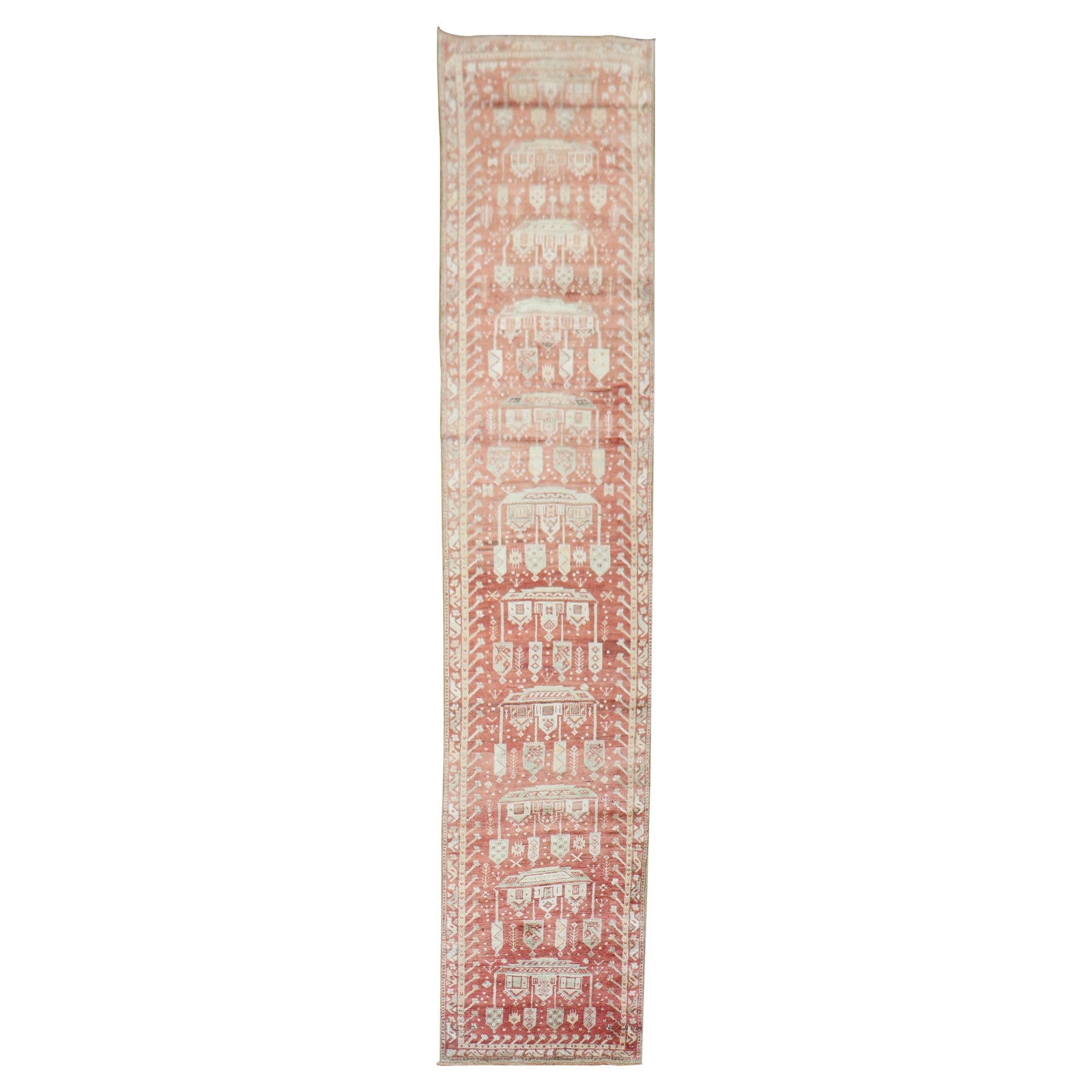 Whimsical Red Turkish Hand-Knotted Runner 31 x 153 in Agra Design (1 of 16)